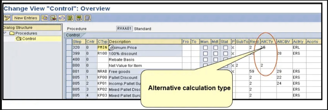 Alternative calculation type