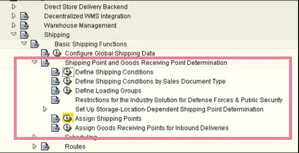 Assign shipping points