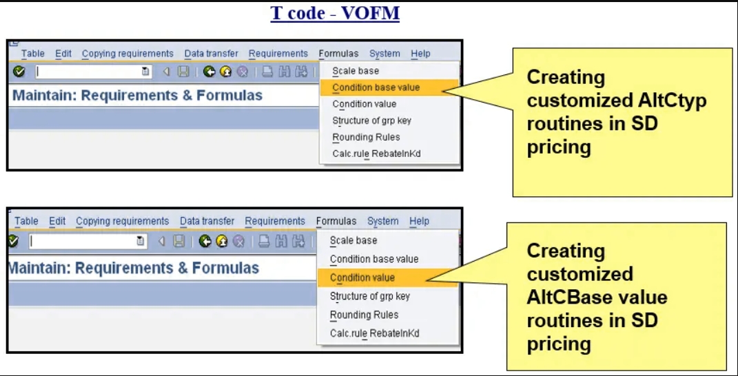 Customized Requirement & Formulas